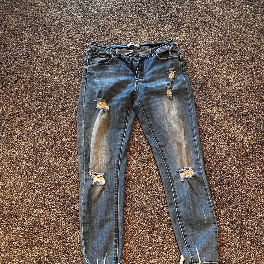 Distressed Blue Jeans